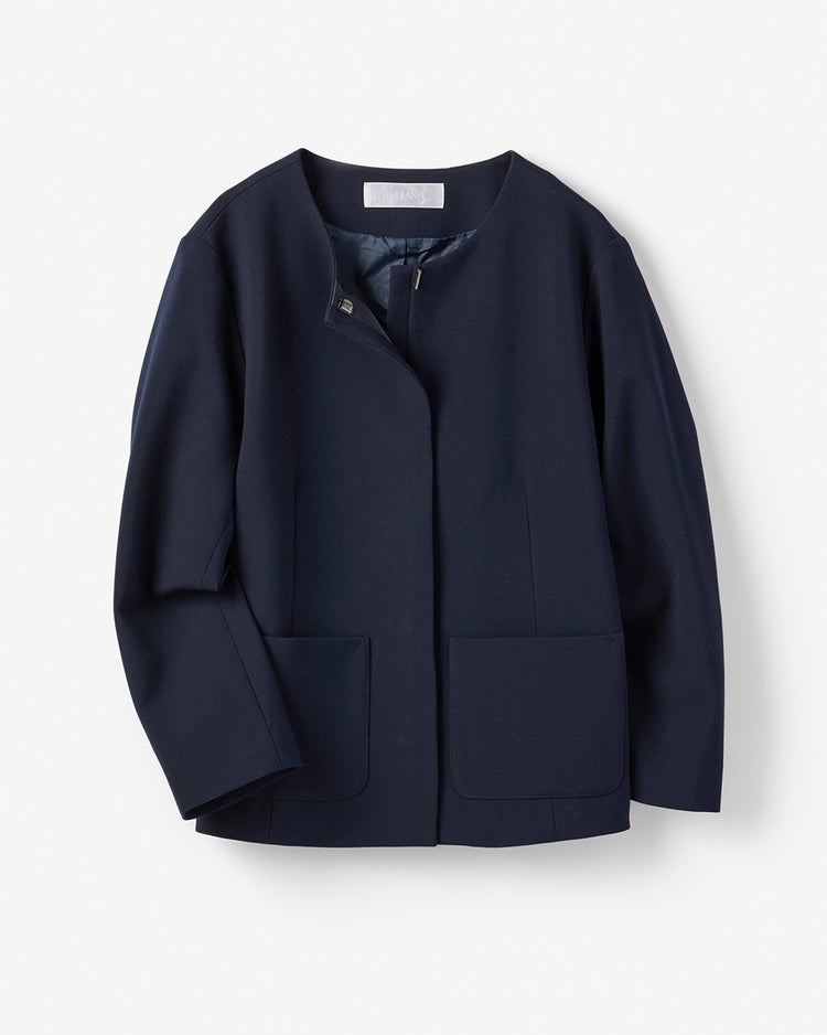 プレミアム二重織・ノーカラージャケット 詳細画像 ミッドナイトブルー 3