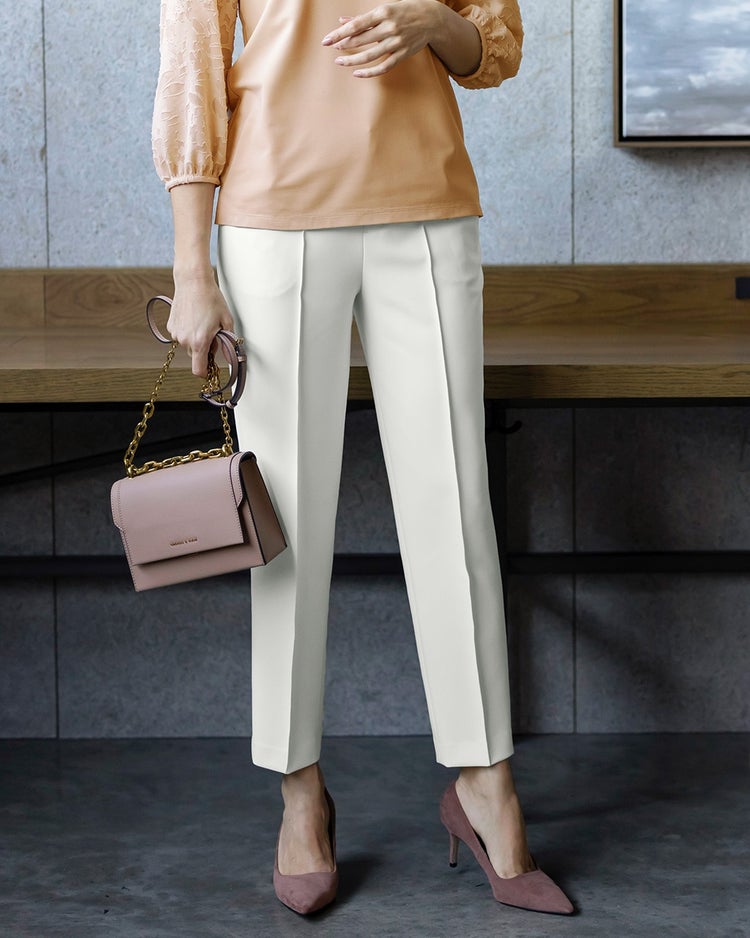 プレミアム二重織・ピンタックテーパード 詳細画像 オフホワイト 1