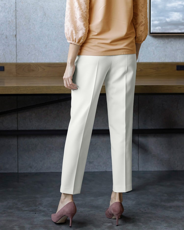 プレミアム二重織・ピンタックテーパード 詳細画像 オフホワイト 2