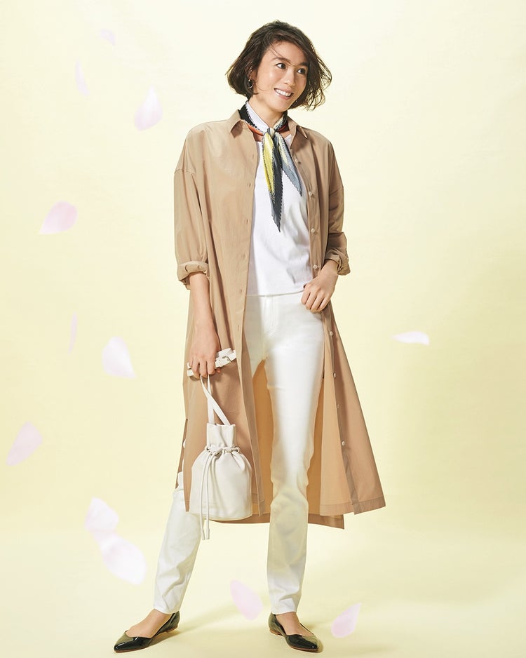 コットンタッチ・ロングシャツ 詳細画像 ベージュ 1