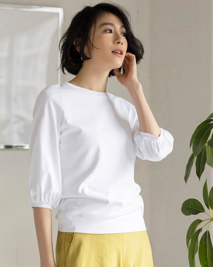 クルーネック／パフ7分袖・ドゥクラッセTシャツ/40代50代からのレディース・メンズファッション通販 DoCLASSE(ドゥクラッセ)