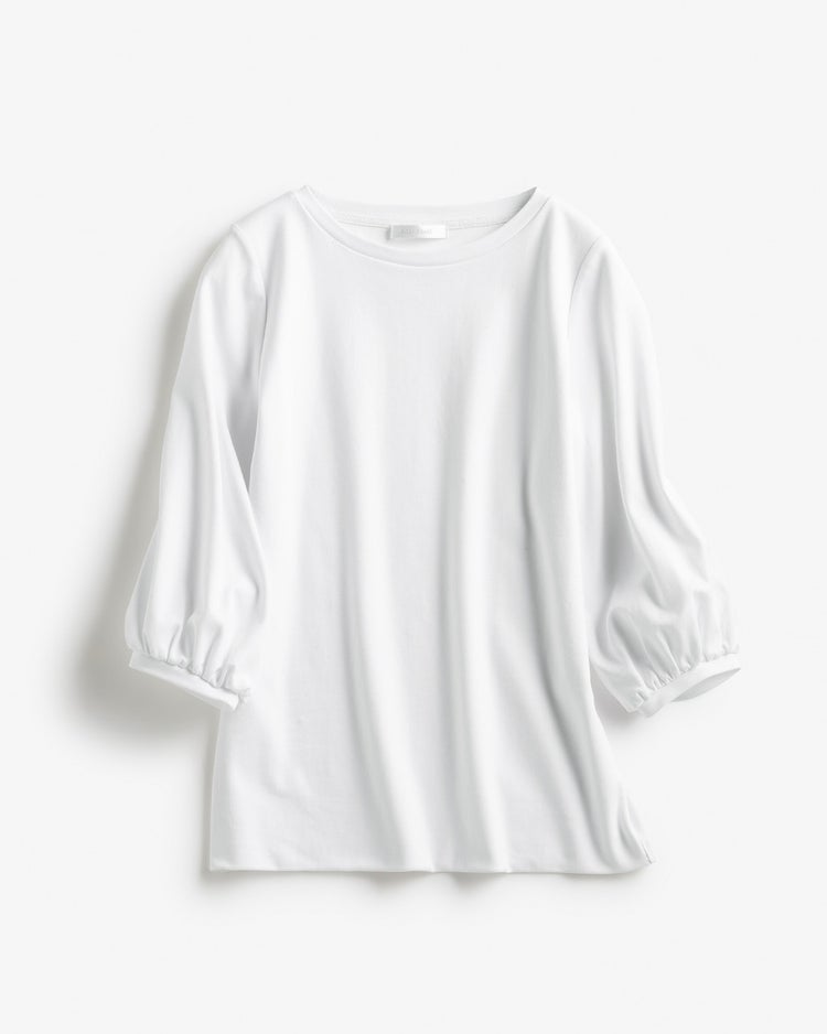 クルーネック／パフ7分袖・ドゥクラッセTシャツ 詳細画像 ホワイト 4