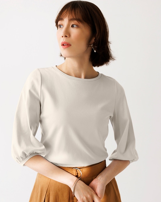 クルーネック／パフ7分袖・ドゥクラッセTシャツ
