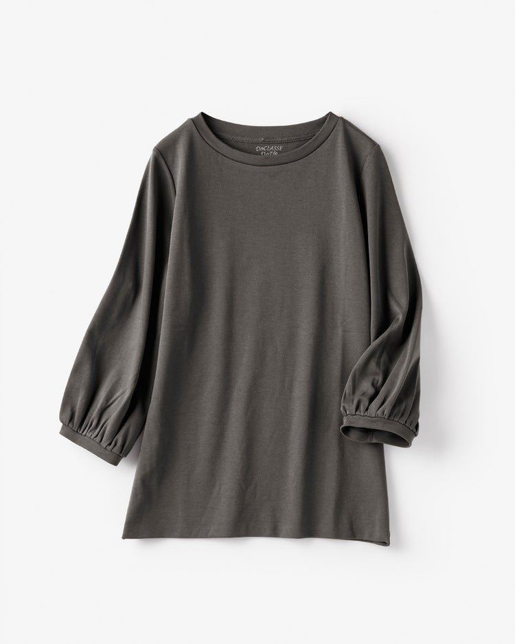 クルーネック／パフ7分袖・ドゥクラッセTシャツ 詳細画像 チャコール 5
