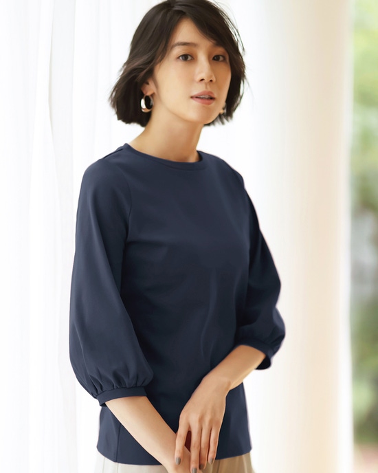 クルーネック／パフ7分袖・ドゥクラッセTシャツ