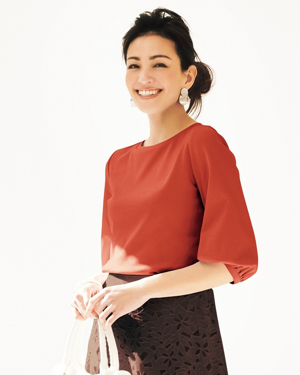 レディース Tシャツ・カットソー（七分袖）（ブラウン）一覧/40代50代