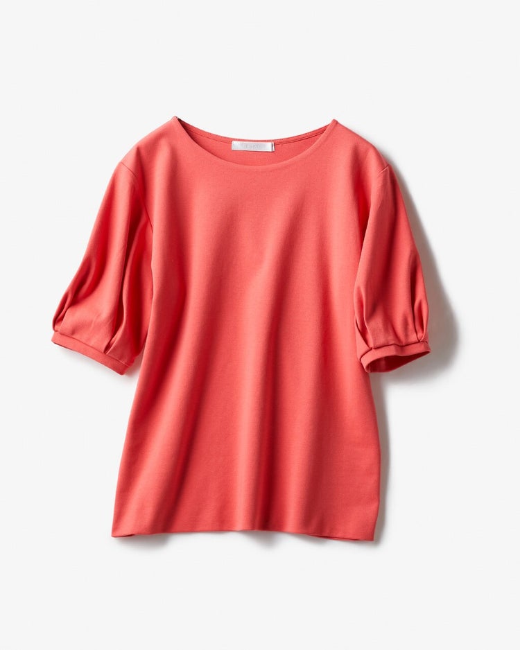 クルーネック／パフ半袖・ドゥクラッセTシャツ 詳細画像 ダークコーラル 4