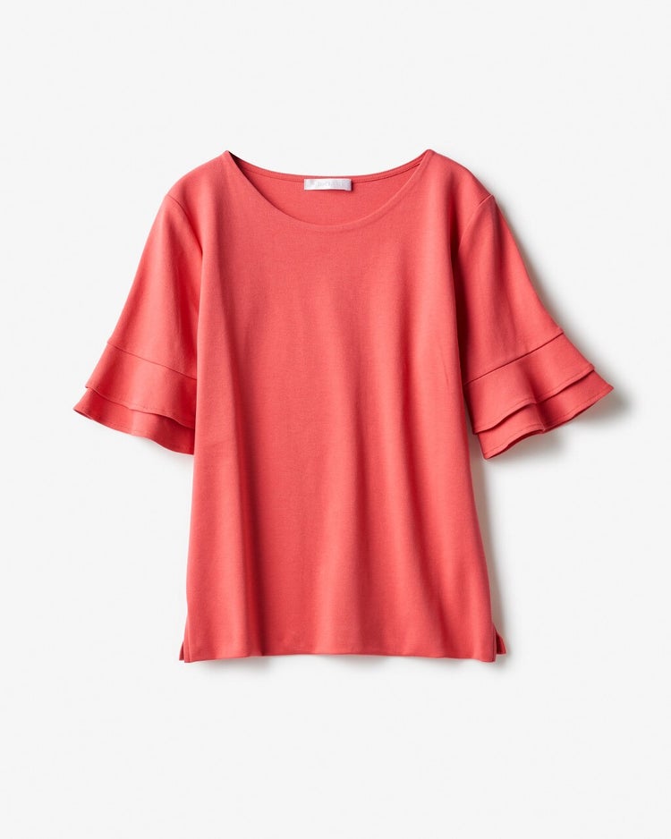 フリル5分袖・ドゥクラッセTシャツ 詳細画像 ダークコーラル 4