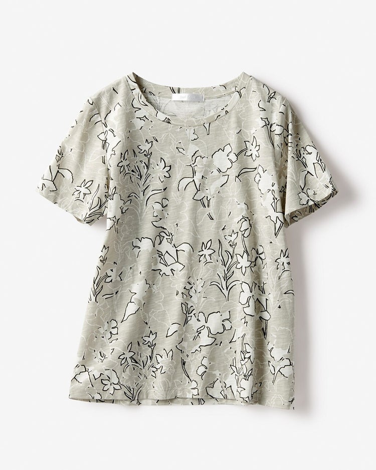 コットンスラブ・プリントTシャツ 詳細画像 グレーベージュ 1