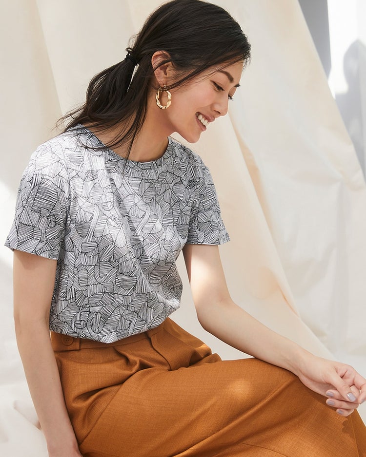 コットンスラブ・プリントTシャツ 詳細画像 モノトーン 1