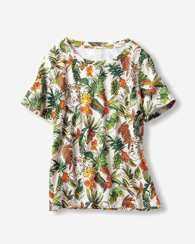 コットンスラブ・プリントTシャツ 詳細画像 ベージュ 1