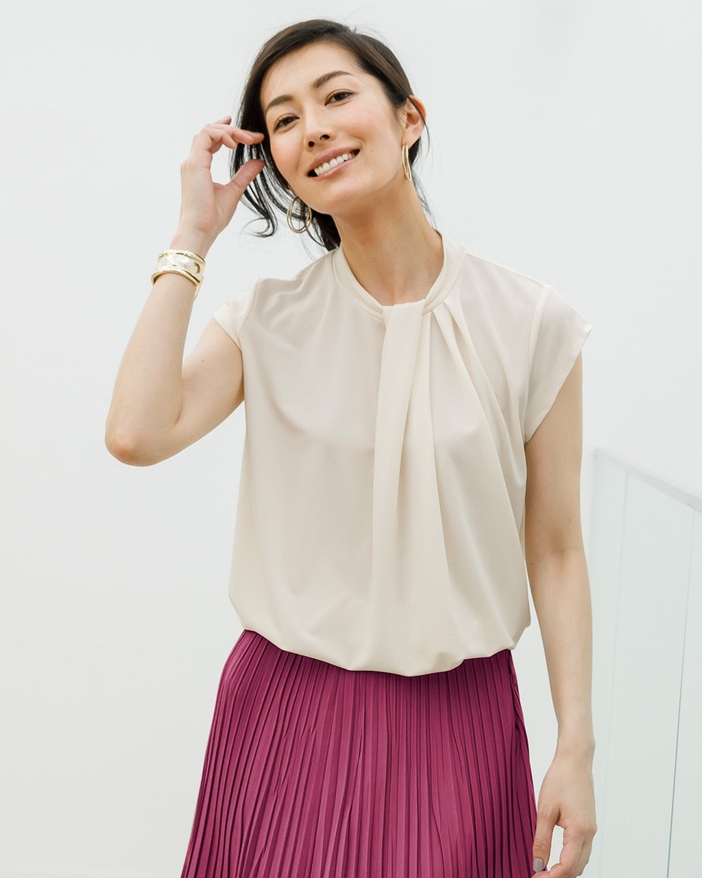 PLST新品　ボウタイ風ブラウス ボウタイ風ブラウス ブラック | P.S.FA公式通販
