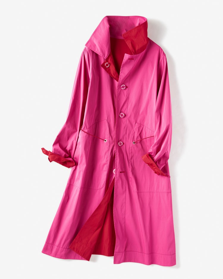 二重織リバーシブル・ステンカラーコート 詳細画像 レッド&times;ピンク 5