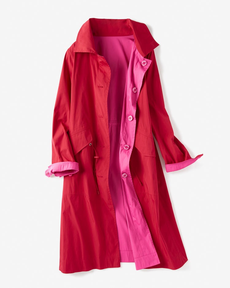 二重織リバーシブル・ステンカラーコート 詳細画像 レッド&times;ピンク 6