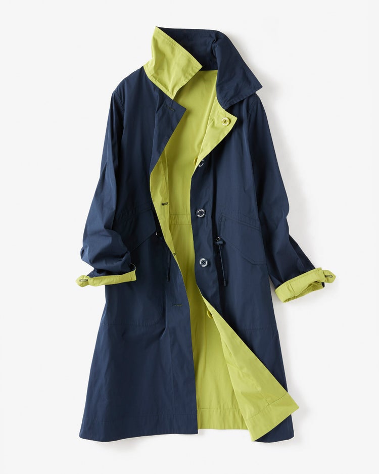 二重織リバーシブル・ステンカラーコート 詳細画像 ネイビー&times;グリーン 7