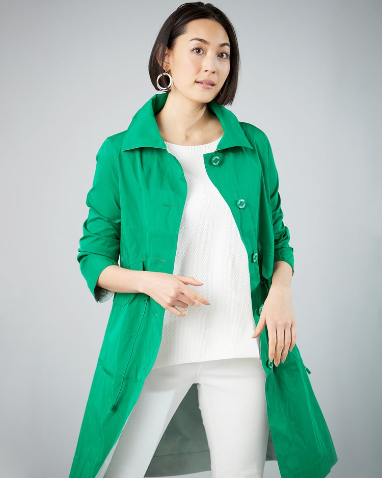 二重織リバーシブル・ステンカラーコート 詳細画像 グリーン&times;グレー 1