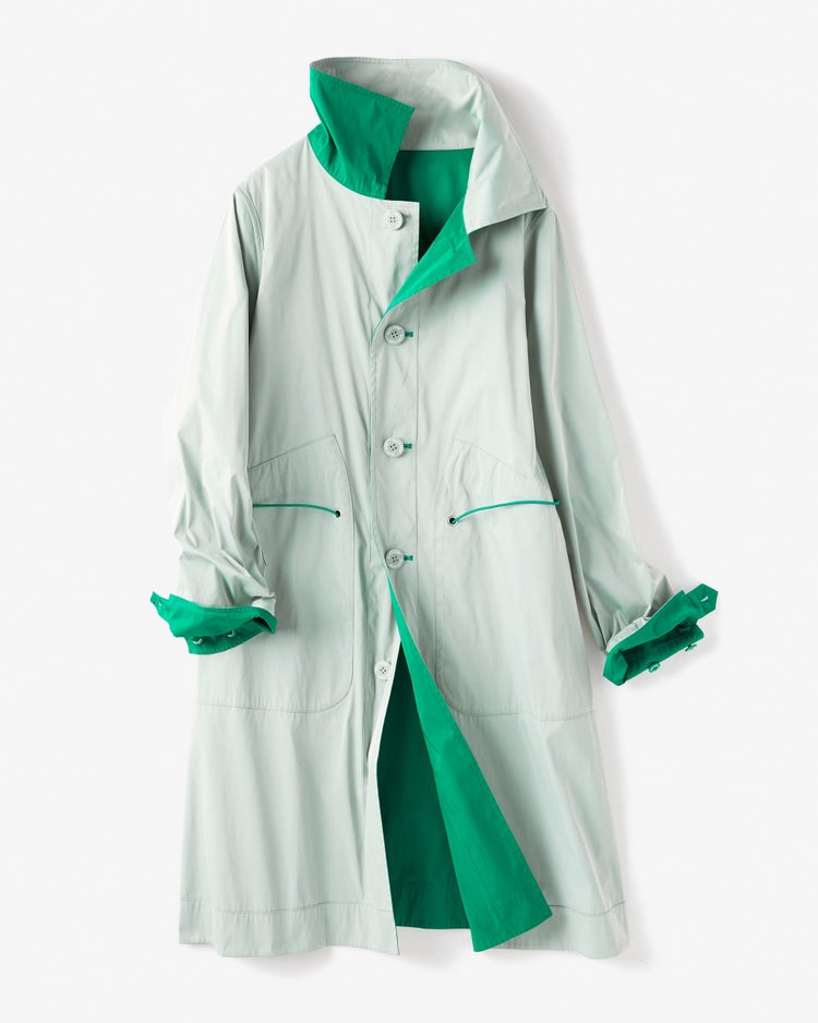 二重織リバーシブル・ステンカラーコート 詳細画像 グリーン&times;グレー 9