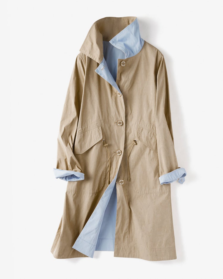 二重織リバーシブル・ステンカラーコート 詳細画像 ベージュ&times;ブルー 6