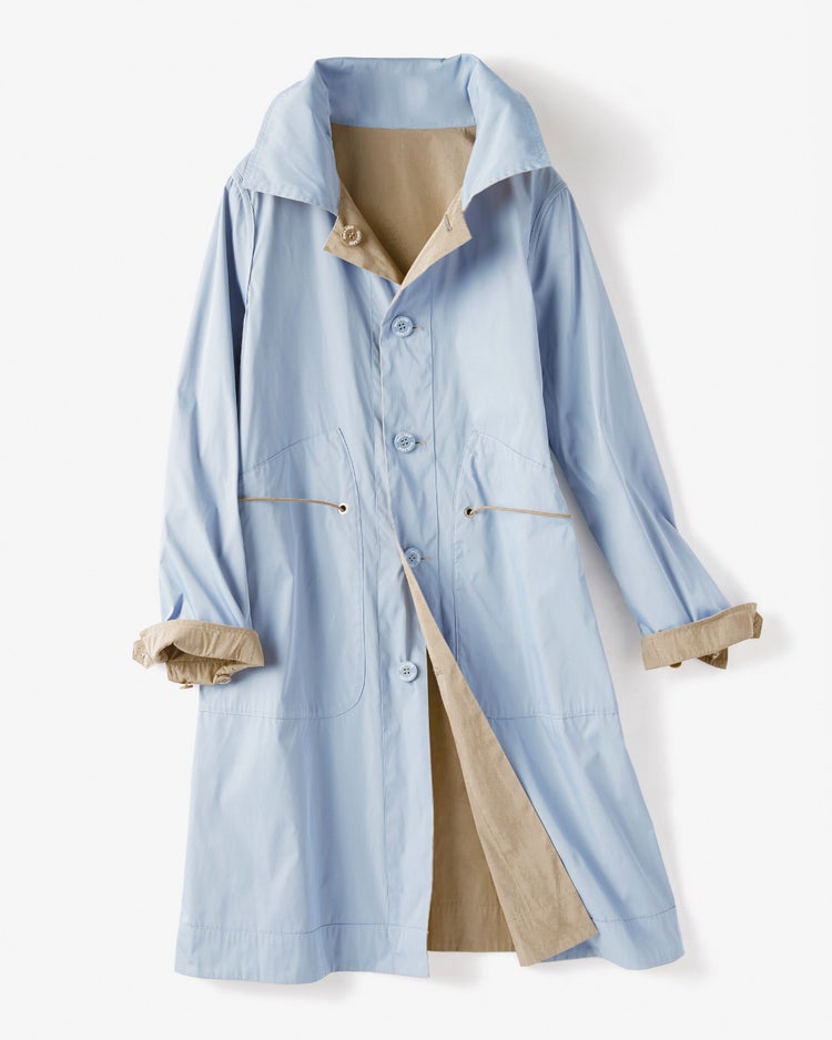二重織リバーシブル・ステンカラーコート 詳細画像 ベージュ&times;ブルー 7