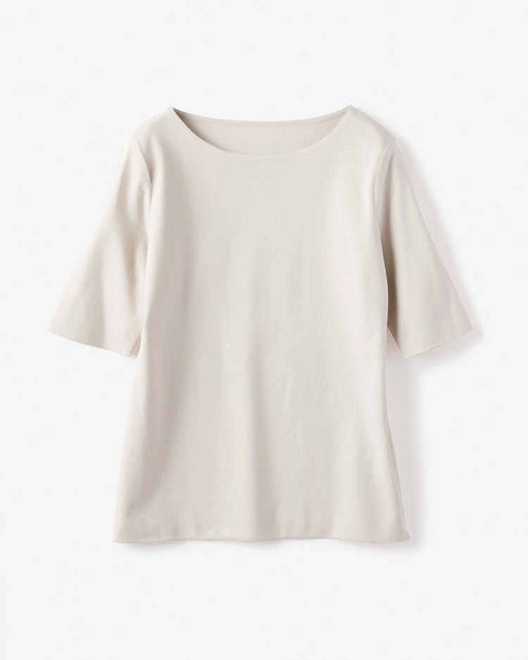 ボートネック／5分袖・ドゥクラッセＴシャツ（58cm丈) 詳細画像 ライトグレー 4