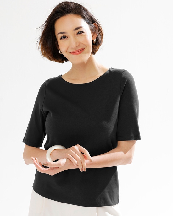 ボートネック／5分袖・ドゥクラッセＴシャツ（58cm丈)
