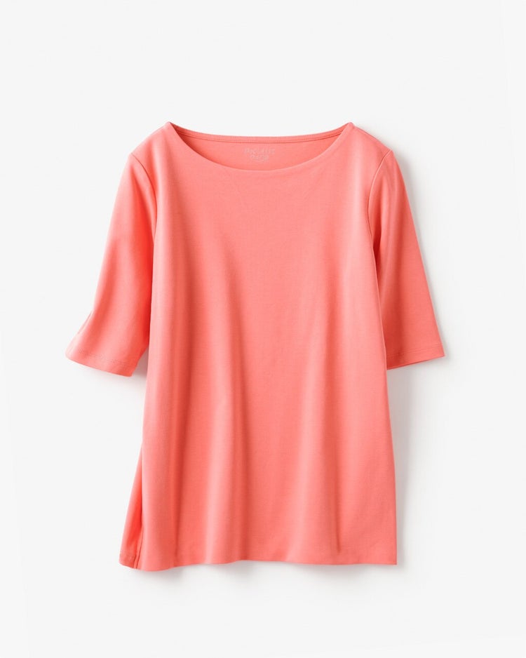 ボートネック／5分袖・ドゥクラッセＴシャツ（58cm丈) 詳細画像 コーラル 3