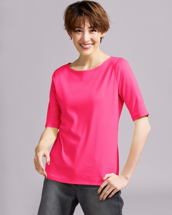 ボートネック／5分袖・ドゥクラッセＴシャツ（58cm丈)