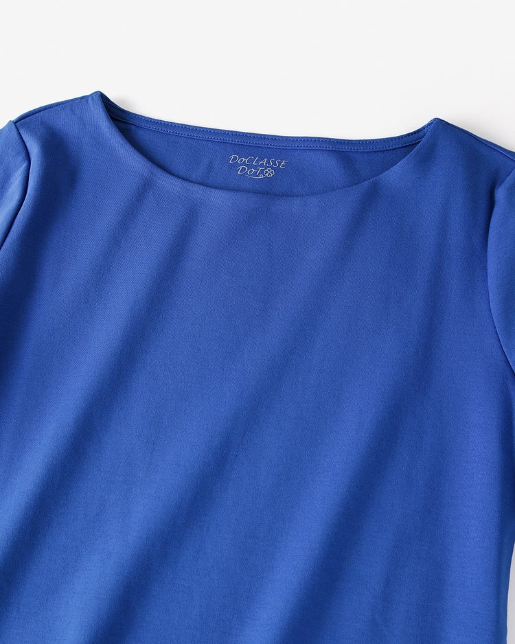 ボートネック／5分袖・ドゥクラッセＴシャツ（58cm丈) 詳細画像 ブルー 2