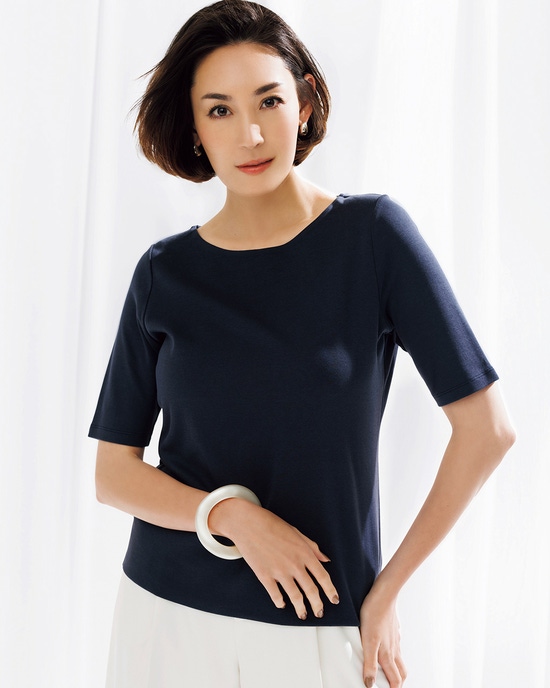 ボートネック／5分袖・ドゥクラッセＴシャツ（58cm丈)
