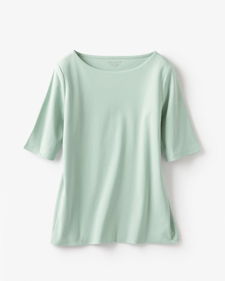 ボートネック／5分袖・ドゥクラッセＴシャツ（58cm丈) 詳細画像 グリーングレー 3