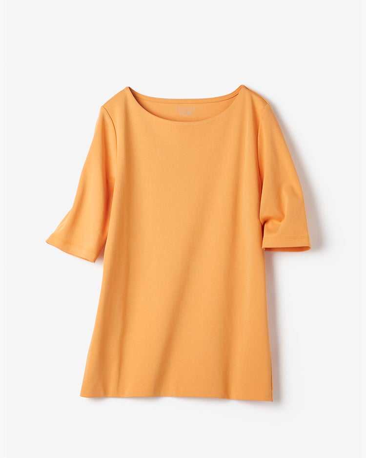 ボートネック／5分袖・ドゥクラッセＴシャツ（58cm丈) 詳細画像 ライトオレンジ 3