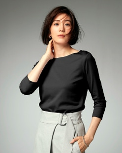 ボートネック/7分袖・ドゥクラッセTシャツ(58cm丈)