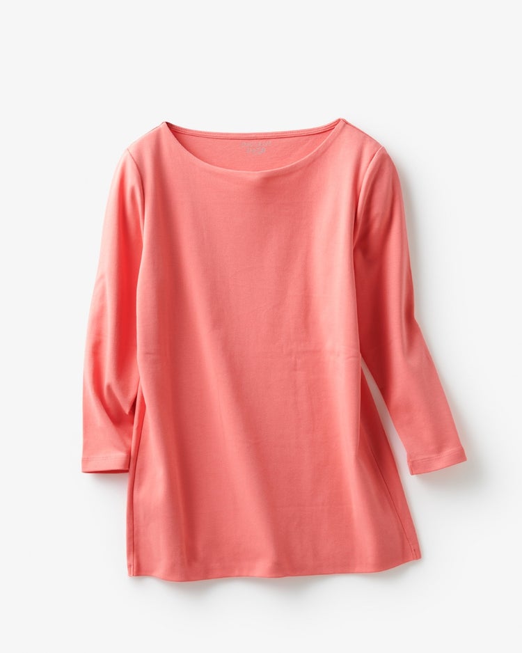 ボートネック／7分袖・ドゥクラッセTシャツ(58cm丈) 詳細画像 コーラル 3
