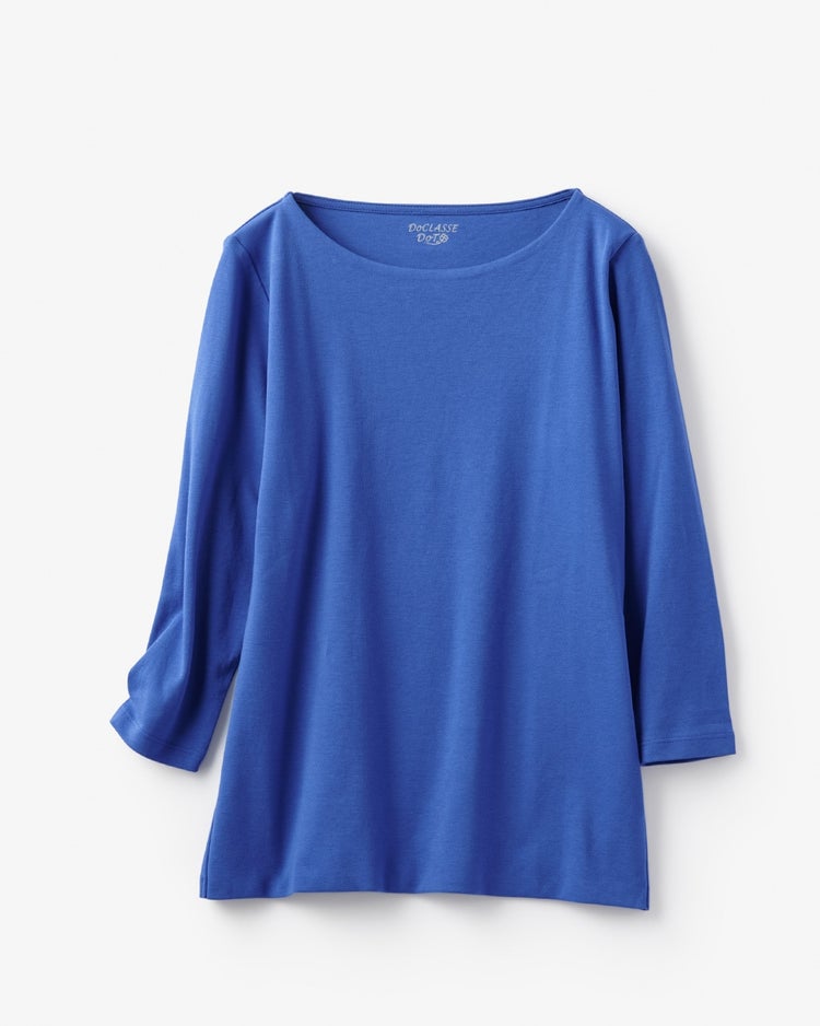 ボートネック／7分袖・ドゥクラッセTシャツ(58cm丈) 詳細画像 ブルー 3
