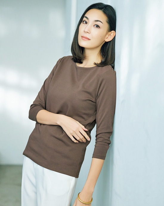 ボートネック／7分袖・ドゥクラッセTシャツ(58cm丈)