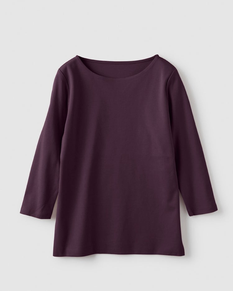 ボートネック／7分袖・ドゥクラッセTシャツ(58cm丈) 詳細画像 ダークパープル 2