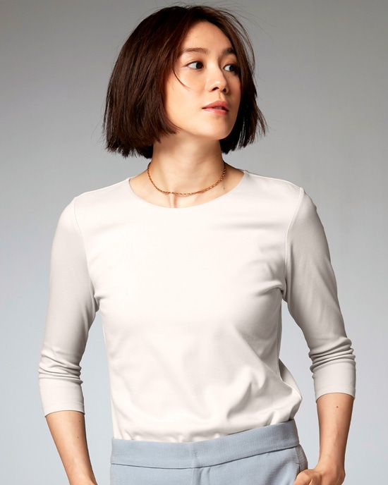 クルーネック／7分袖・ドゥクラッセTシャツ