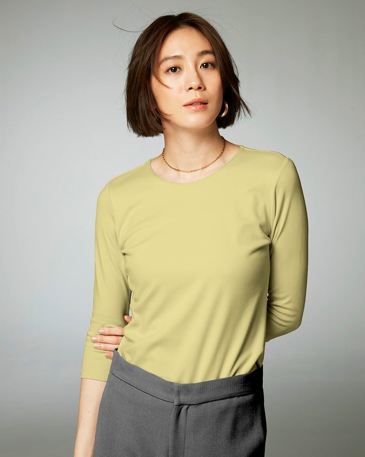 クルーネック／7分袖・ドゥクラッセTシャツ 詳細画像 ピスタチオ 1