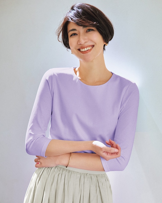 クルーネック/7分袖・ドゥクラッセTシャツ