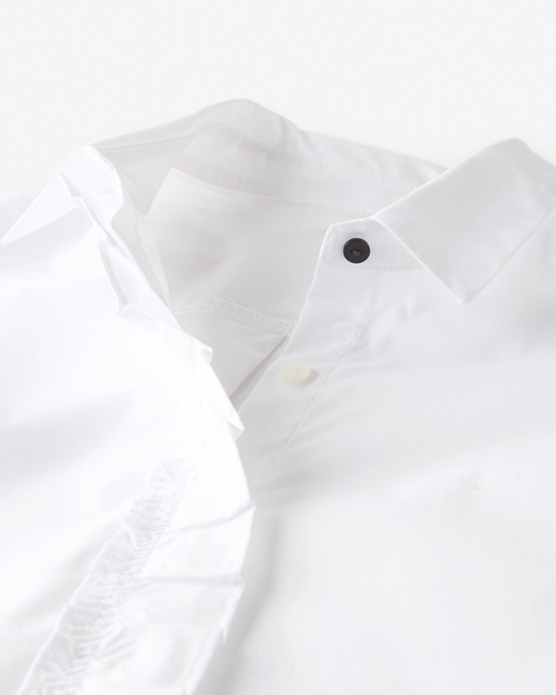 ストレッチコットン・フリル使いシャツ 詳細画像 ホワイト 3