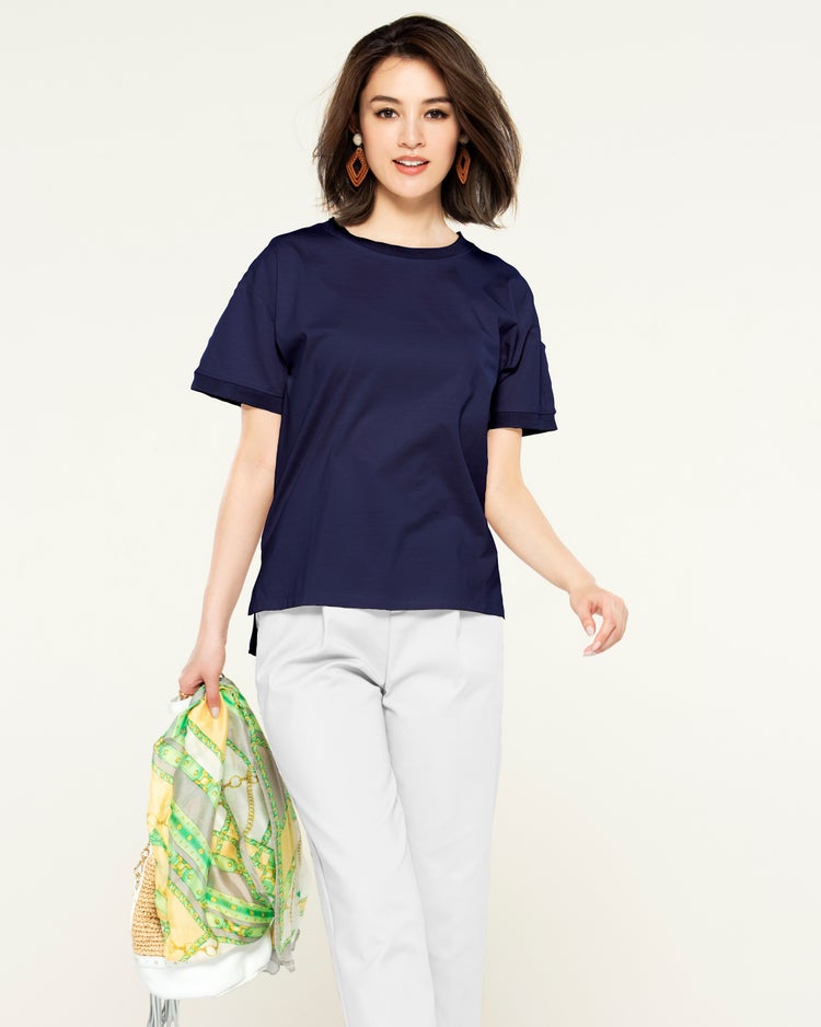 シルコットンUV・クルーネックTシャツ 詳細画像 ミッドナイトブルー 1