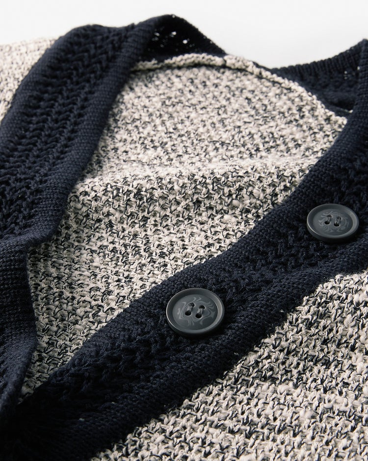 ツイーディニット・カーデセットアップ 詳細画像 ベージュＸネイビー 5