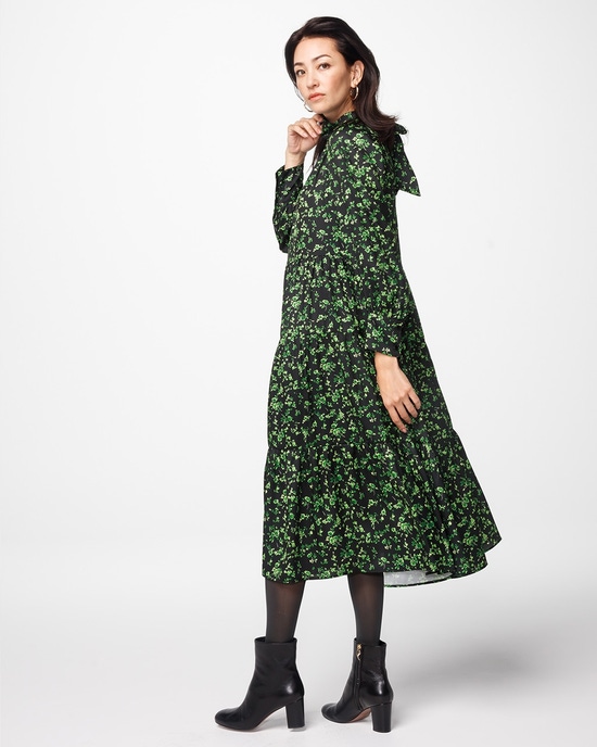 フラワープリント・ティアードワンピース