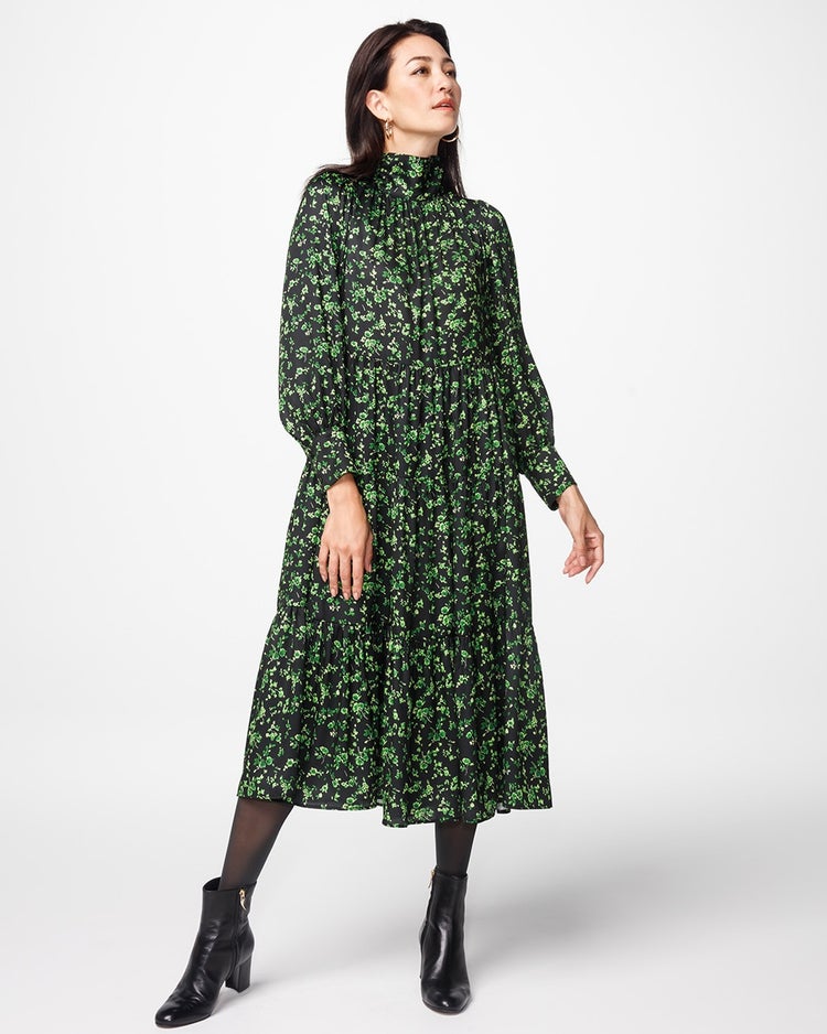 フラワープリント・ティアードワンピース 詳細画像 グリーン・パターン 2