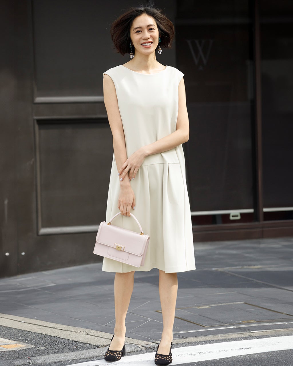 Plantation クレープ加工ワンピース Mサイズ クレープカットソー・ワンピース/DoCLASSE