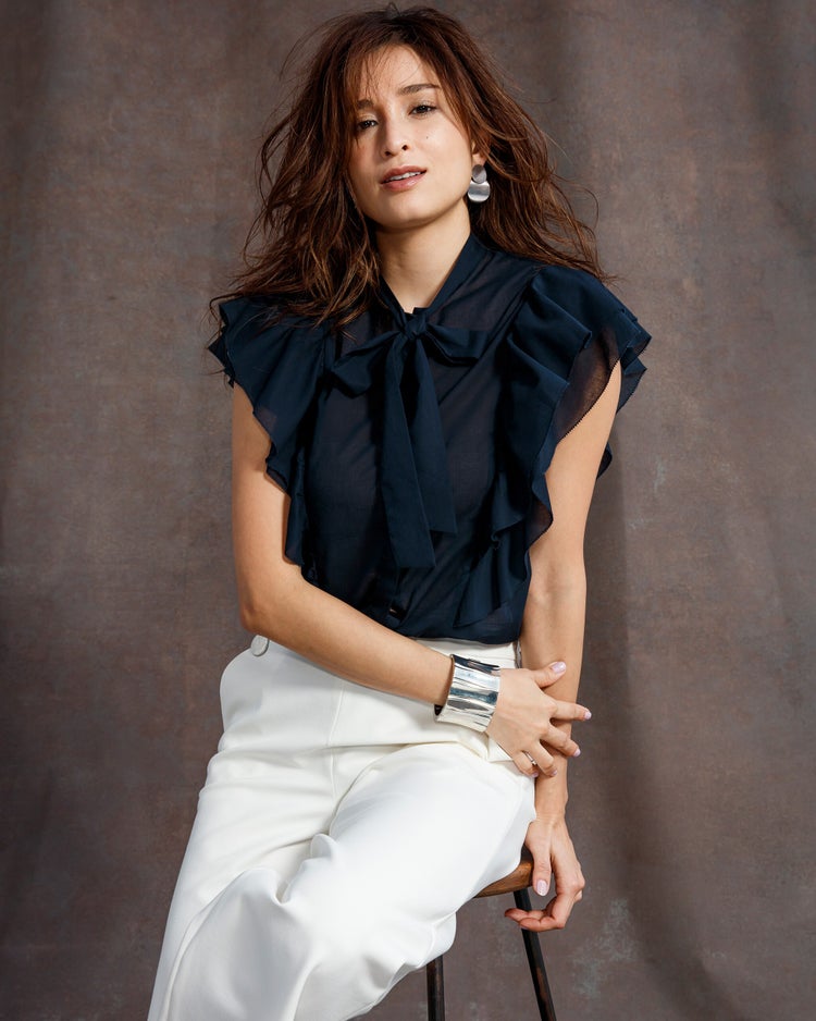 コットンボイル・ボウタイブラウス 詳細画像 ミッドナイトブルー 2