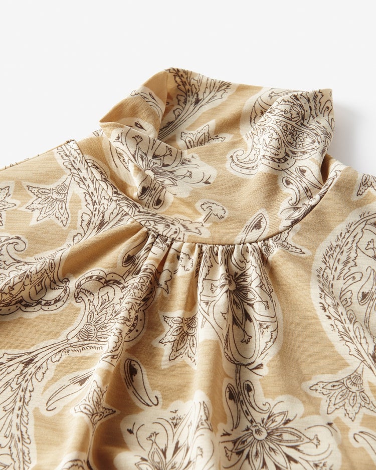 UVスラブ・ハイネック7分袖/柄2 詳細画像 ベージュ・パターン 2