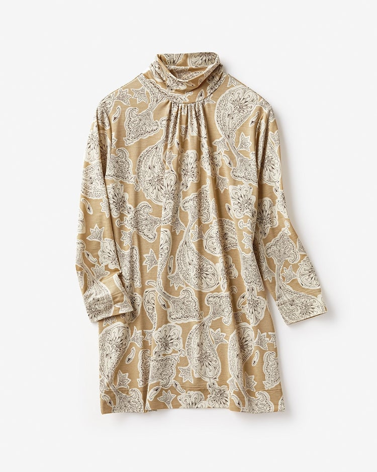 UVスラブ・ハイネック7分袖/柄2 詳細画像 ベージュ・パターン 4