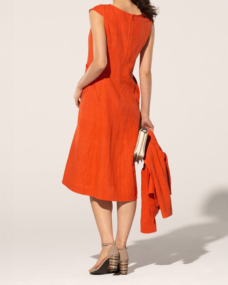 リネンコットン・切替ワンピース 詳細画像 テラコッタ 2