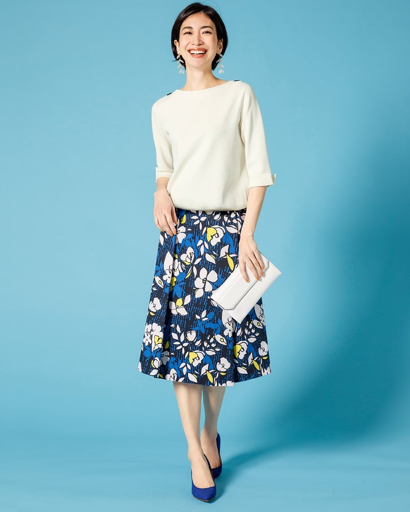 ストレッチピケ・花柄フレアスカート/40代50代からのレディース・メンズファッション通販 DoCLASSE(ドゥクラッセ)